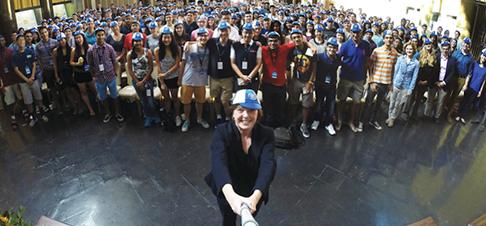 Dean Boyce with students