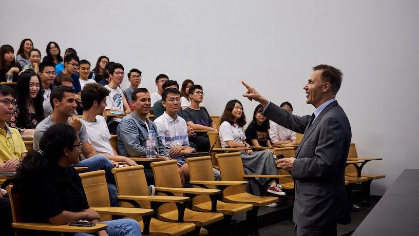 A Columbia Engineering Professional Development and Leadership Program professor teaching students