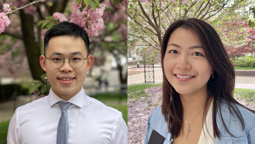 Columbia Engineering 2023 valedictorian Ethan Wu and salutatorian Julia Zhao
