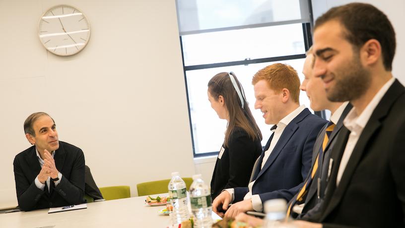 Armen Avanessians speaking with Columbia Engineering students