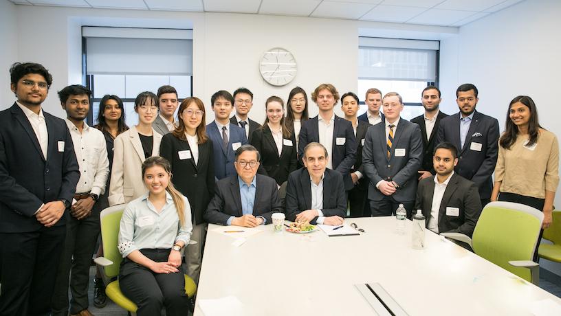 Armen Avanessians and Columbia Engineering Dean Shih-Fu Chang with students