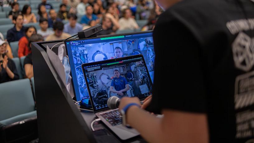 Columbia Engineering student video calls NASA astronaut Warren Hoburg