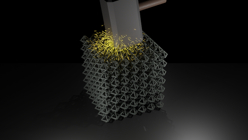 Illustration of the DNA silica withstanding a hammer's smash